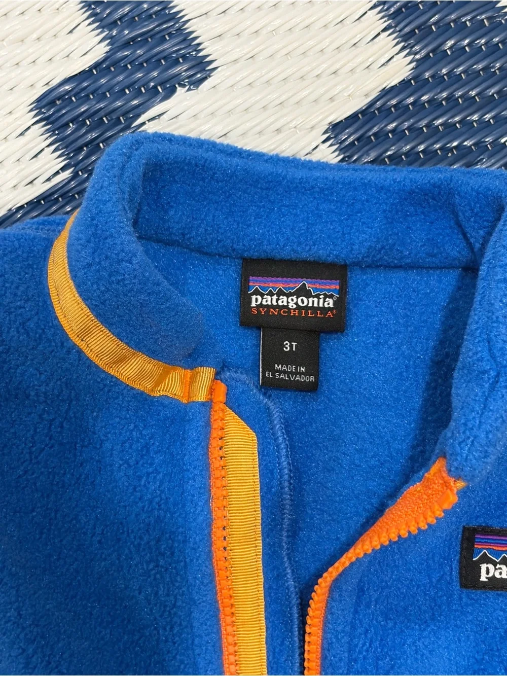 Patagonia Fleece Vest Blue / Orange Kids Size 3t
